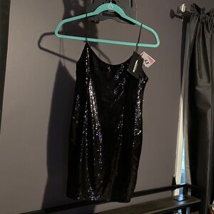 PrettyLittleThing Black Sequin Mini Dress